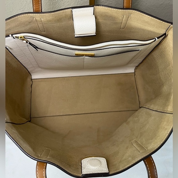 Tory Burch Carson Colorblock Tote New Ivory Leather Bag Style 81957 - Picture 13 of 17